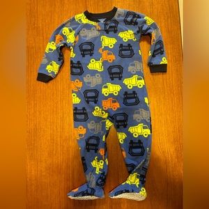 Carter’s | blue construction trucks fleece one piece footie pyjama